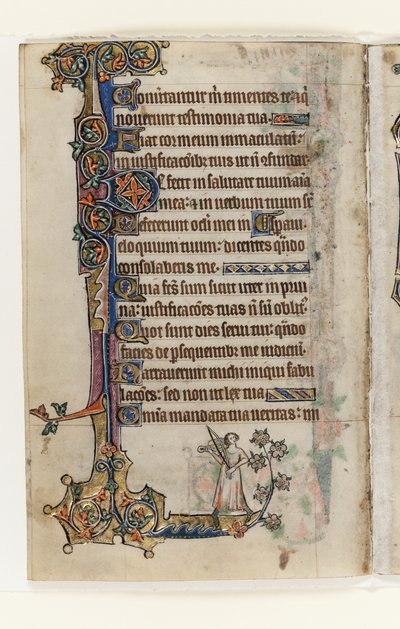 Ms 1-2005, f.175v, Macclesfield Psalter, Use of Sarum, East Anglia, n. 1330 (kynä ja muste ja tempera perunakalvolla) tekijältä English School