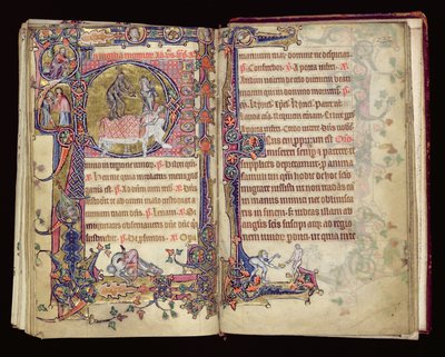 Ms 1-2005, ff.235v-236r: Death Striking, historiallinen alkukirja Macclesfield Psalterista, Use of Sarum, East Anglia, n. 1330 tekijältä English School