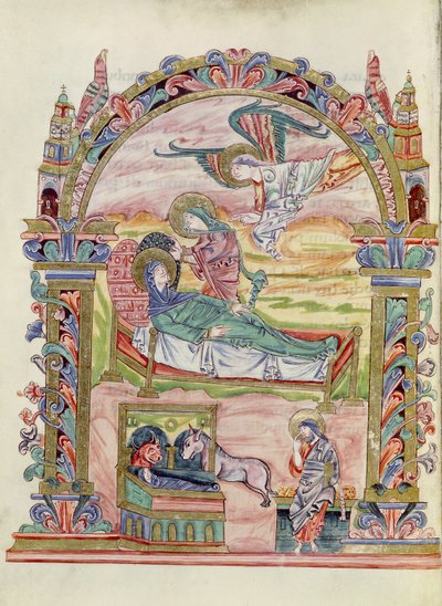 Ms 274 (Y-6) fol.32v Nativity, Robert of Jumiegesin messaalista, n. 1016 tekijältä English School