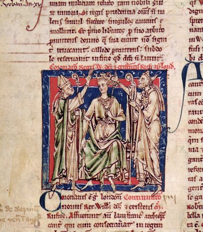 Ms 6712 (A.6.89) fol.126v William II (n. 1057-1100) Flores Historiarum -miniatyyri, Matthew Paris, 1250-52 tekijältä English School