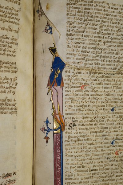 Ms. New Coll 242, f.178r, Walter Burleyn kommentit Aristoteleen politiikasta (kynä ja muste perunakalvolla) tekijältä English School