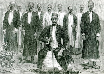 Mtesa, Ugandan keisari ja muut päälliköt (litho) (bw kuva) tekijältä English School