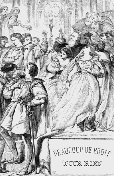 Paljon melua tyhjästä - Kuvitus "" William Shakespearen valmiisiin teoksiin"" 1866 - Tämän painoksen kuvitukset ja yleinen muoto on lainattu Cassellin kuvitetusta Shakespearesta, joka julkaistiin Lontoossa tekijältä English School