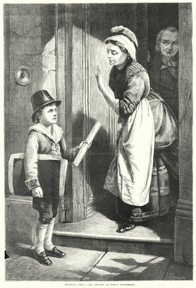 Mulready, Kun pankin taloudenhoitaja torjui pojan (kaiverrus). tekijältä English School