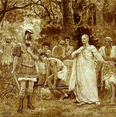 Ciceron murha, kuvitus Edward Ollierin Cassells Illustrated Universal Historysta, julkaistu 1890 (digitaalisesti paranneltu kuva) tekijältä English School