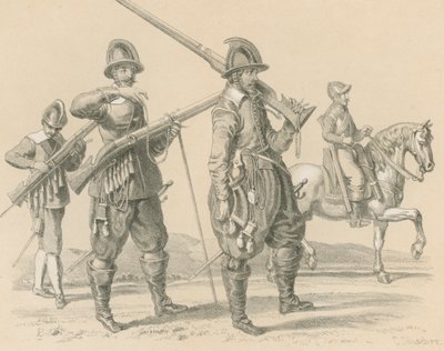 Muskettisoturit tai Fusiliers ja ratsuväki, noin 1650 tekijältä English School