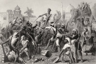 Kapinalliset Sepoys jakavat saaliista, "Intian kapinan historiasta", julkaistu vuonna 1858 tekijältä English School