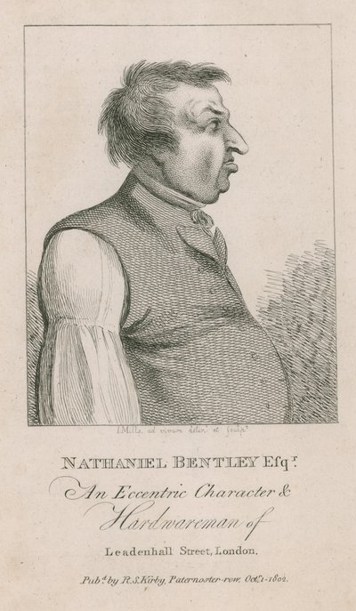 Nathaniel Bentley Esq, eksentrinen hahmo ja laitteistomies Leadenhall Streetillä, Lontoossa tekijältä English School