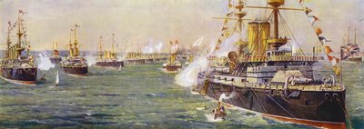 Laivaston katsaus Spitheadissa kuningatar Victorian timanttijuhlaan tekijältä English School