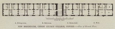 Uudet asunnot, Christ Church College, Oxford, Plan of Ground Floor (kaiverrus) tekijältä English School