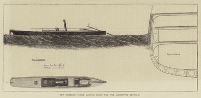 Uusi Argentiinan tasavaltaa varten rakennettu Torpedo Steam Launch (kaiverrus) tekijältä English School