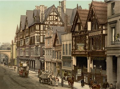 Newgate Street, Chester (käsin värjätty valokuva) tekijältä English School