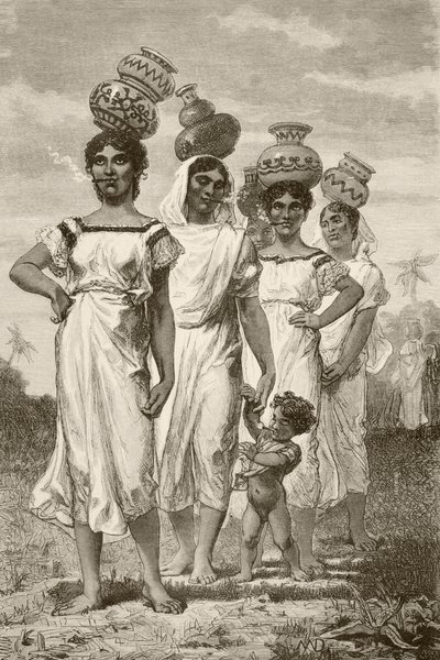 1800-luvun paraguaylaiset maalaistytöt (litho) tekijältä English School