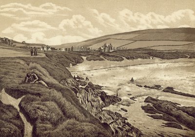 Pohjois-Devon: Woolacombe Sands (litografia) tekijältä English School