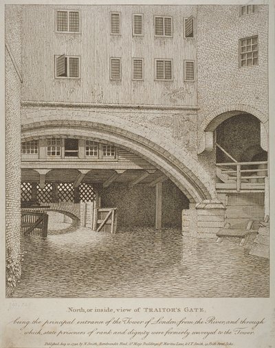 North View of Traitors Gate, Lontoon Tower, julkaisija Nathaniel Smith (fl.1740-1802) 1798 tekijältä English School