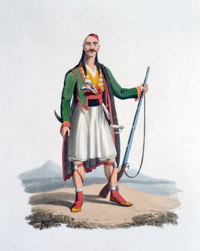 Spahien upseeri, 1818 (värillinen akvatinta) tekijältä English School