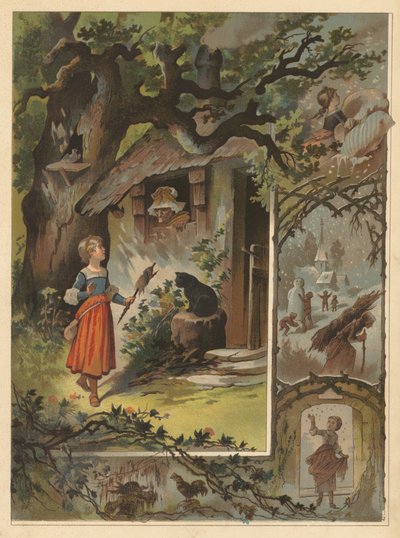 Vanha hanhi-äiti (chromolitho) tekijältä English School