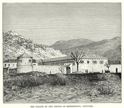 Montenegron ruhtinaan vanha palatsi, Cettigne (kaiverrus) tekijältä English School