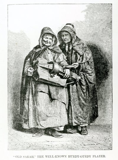 Vanha Sarah Tunnettu Hurdy-Gurdy Player, n. 1840 tekijältä English School