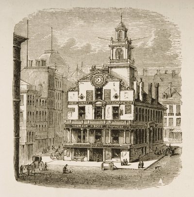 Old State House, Boston, noin 1870, Religious Tract Societyn julkaisemasta American Picturesista, 1876 tekijältä English School