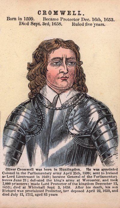 Oliver Cromwell, Protector (värillinen kaiverrus) tekijältä English School
