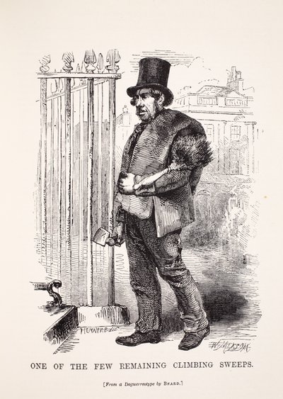 Yksi harvoista jäljellä olevista savupiipun lakaisukoneista, Richard Beardin daguerrotypiasta, kuvitus London Laborista ja London Poor, Henry Mayhew, pubi. 1862 tekijältä English School