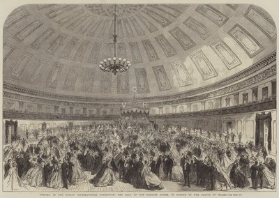 Dublinin kansainvälisen näyttelyn avajaiset, Ball Mansion Housessa Walesin prinssin kunniaksi (kaiverrus) tekijältä English School