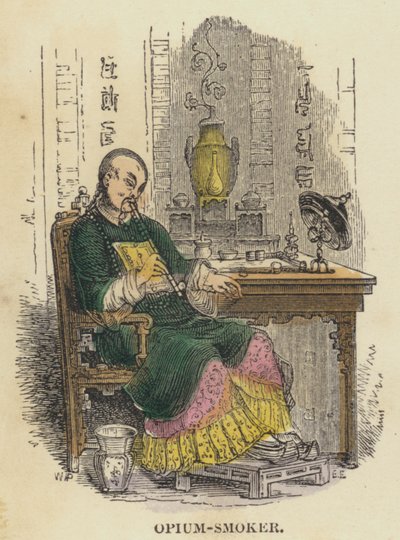 Opium-Smoker (värillinen kaiverrus) tekijältä English School