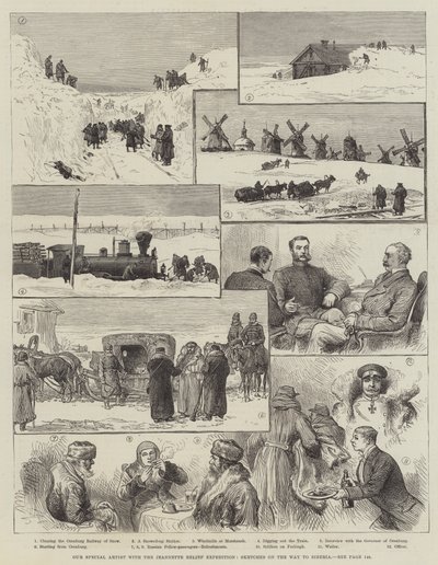 Erikotaiteilijamme Jeannette Relief Expeditionin kanssa, Luonnokset matkalla Siperiaan (kaiverrus) tekijältä English School