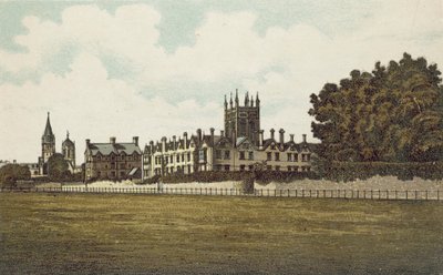 Oxford: Merton College kentiltä (värilitografia). tekijältä English School