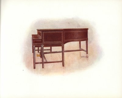 Sivu Steinway & Sons Art Catalogista (väri litho) tekijältä English School