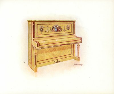 Sivu Steinway & Sons Art Catalogista (väri litho) tekijältä English School