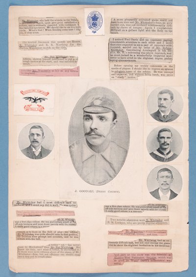 Sivu Nat Whittakerin kaudella 1895-1896 kokoamasta leikekirjasta tekijältä English School