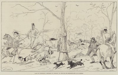 Pariisi hevosen selässä, Bois de Boulogne ja Madame de Lesseps (kaiverrus) tekijältä English School