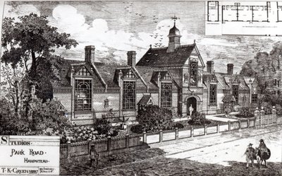 Park Road, Hampstead, Building News, 3. syyskuuta 1880 tekijältä English School
