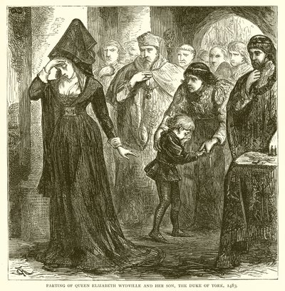 Kuningatar Elizabeth Wydvillen ja hänen poikansa, Yorkin herttuan ero, 1483 tekijältä English School