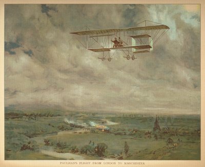 "Paulhanin lento Lontoosta Manchesteriin." Pienten ihmisten ilmalaivojen kirja. Lontoo: Ernest Nister, [1912] tekijältä English School
