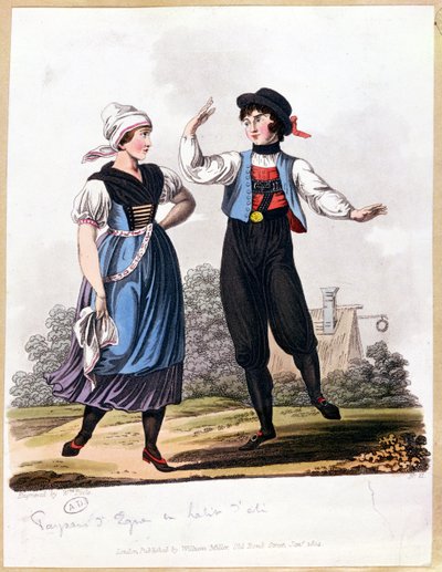 Talonpoikaistanssi Egerissä, Böömin osavaltiossa, kaiverrus William Poole, 1804 tekijältä English School