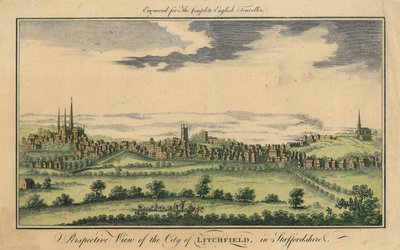 Perspektiivinäkymä Lichfieldin kaupungista, n. 1795-1798 tekijältä English School