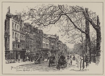 Piccadilly, lännestä (kaiverrus) tekijältä English School