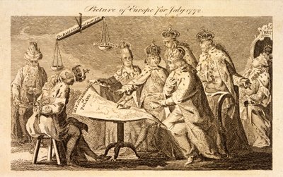 Kuva Euroopasta heinäkuulta 1772, noin 1772 (kaiverrus) tekijältä English School