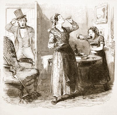 Kuvankauniita luonnoksia Lontoosta: The Lodging House, The Illustrated London News, 1849 tekijältä English School