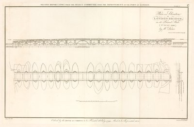London Bridgen suunnitelma ja korkeus 2. heinäkuuta 1799 tekijältä English School