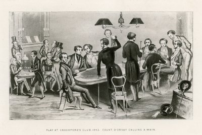 Pelaa Crockfords Clubilla, 1843. Kreivi DOrsay soittaa Mainille tekijältä English School