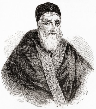 Paavi Sixtus V tai Xystus V, syntyjään Felice Peretti di Montalto, Wardin ja Lockin kuvitetusta maailmanhistoriasta, julkaistu noin vuonna 1882. tekijältä English School