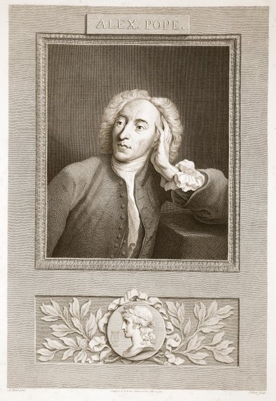 Alexander Popen muotokuva, David Humen kuvitus Englannin historia, pubi. R. Bowyer, Lontoo, 1812 tekijältä English School