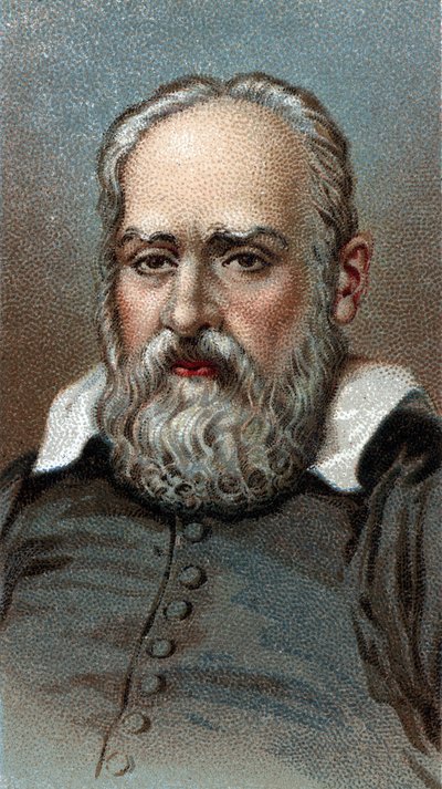 Muotokuva Galileasta - Galileo Galilei - Sarjasta "" Miesten johtajat"" - Kromolitografia - Englantilainen koulu, 1900-luku - tekijältä English School