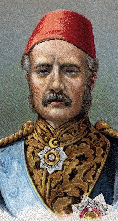Kenraali Charles Gordonin muotokuva, brittiläinen sotilas - Charles George Gordon dit le Pasha (1833-1885), brittiläisen sotilaan muotokuva - Sarjasta "" Leaders of Men""" - Kromolitografia - Englantilainen koulu, 1900-luku - tekijältä English School