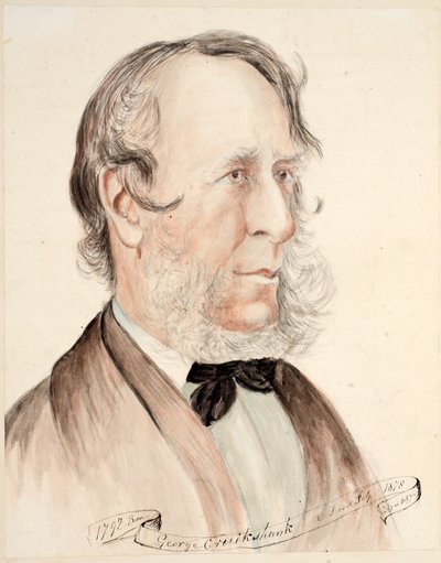 George Cruikshankin muotokuva (akvarelli paperille) tekijältä English School