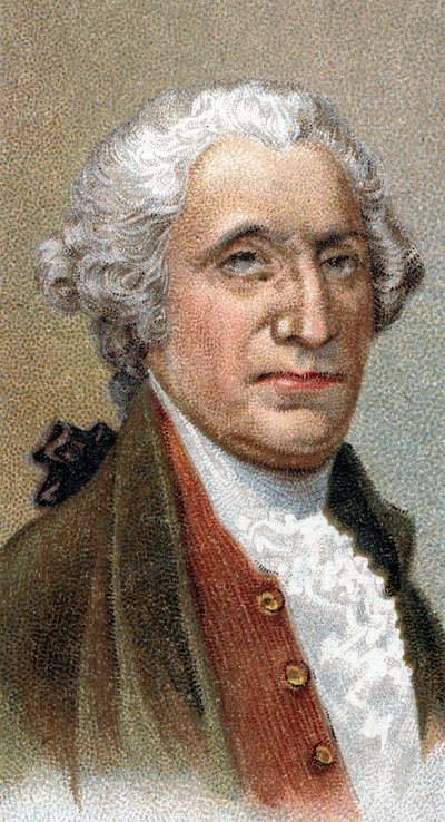 George Washingtonin (1732-1799), amerikkalaisen poliitikon ja sotilasjohtajan, Yhdysvaltojen ensimmäisen presidentin muotokuva - Sarjasta "" Leaders of Men"" - Kromolitografia - Englantilainen koulu, 1900-luku - tekijältä English School